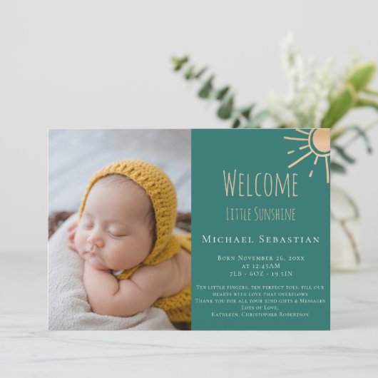 リトルモダンサンシャイン生まれたばかりのフォトコラージュ誕生 案内状 (スタンド正面)