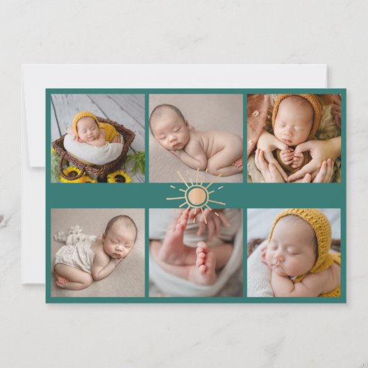 リトルモダンサンシャイン生まれたばかりのフォトコラージュ誕生 案内状 (裏面)