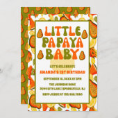 リトルモダンパパヤベビーパパヤファースト誕生日 招待状 (正面/裏面)