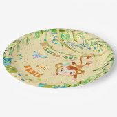 リトルモンキーぶら下がった誕生日アウト ペーパープレート (アングル)