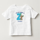 リトルモンキーキッズ2回目の誕生日パーソナライズされた トドラーTシャツ (正面)