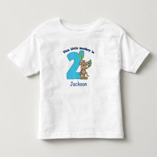 リトルモンキーキッズ2回目の誕生日パーソナライズされた トドラーTシャツ