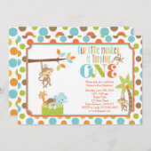 リトルモンキージャングルアニマルズ最初の誕生日インビタ 招待状 (正面/裏面)
