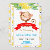 リトルモンキーバナナジャングルボーイ誕生日 招待状 (正面/裏面)