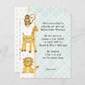 リトルモンキーボーイベビー誕生のお知らせ3 招待状 (正面/裏面)