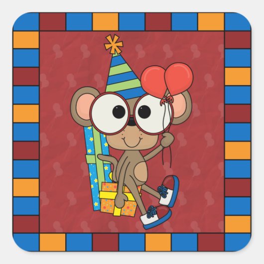 リトルモンキー誕生日 スクエアシール (正面)