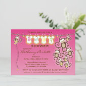 リトルモンキー赤ちゃん女の子シャワー招待状 招待状 (スタンド正面)