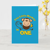 リトルモンキー1stバースデーボーイカード カード (黄色い花)