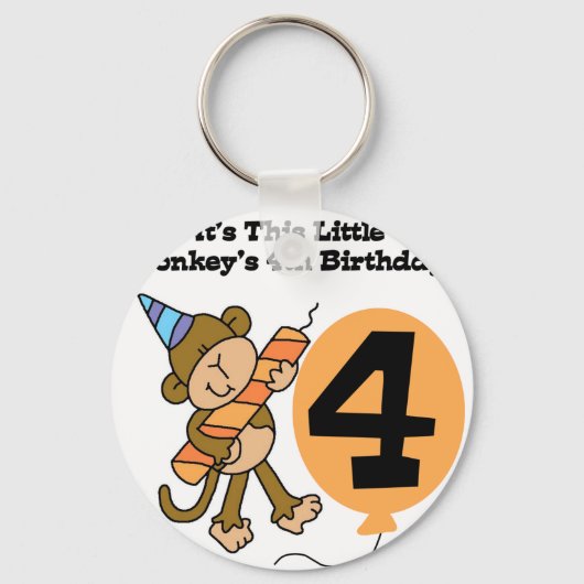 リトルモンキー4th誕生日Tシャツとギフト キーホルダー (正面)