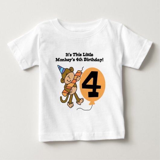 リトルモンキー4th誕生日Tシャツとギフト ベビーTシャツ (正面)