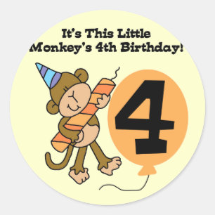 リトルモンキー4th誕生日Tシャツとギフト ラウンドシール