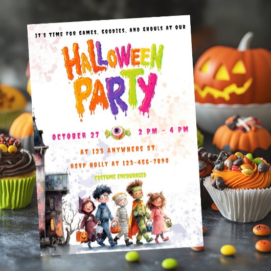 リトルモンスタズナイトアウト招待状フラットカード