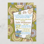 リトルモンスターのクリスチャン ベイビーシャワーの招待状 招待状 (正面/裏面)