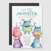 リトルモンスターの子供の誕生日パーティー マグネット招待状 (正面/裏面)