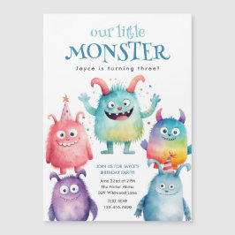 リトルモンスターの子供の誕生日パーティー マグネット招待状