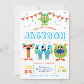 リトルモンスターをテーマにした少年の誕生日2 招待状 (正面)