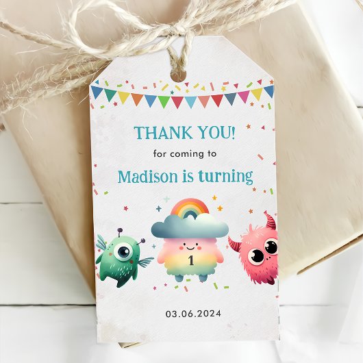 リトルモンスターをテーマにした誕生日パーティー ギフトタグ