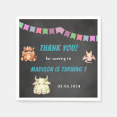 リトルモンスターをテーマにした誕生日パーティー スタンダードカクテルナプキン (正面)