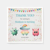 リトルモンスターをテーマにした誕生日パーティー スタンダードカクテルナプキン (正面)