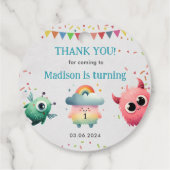 リトルモンスターをテーマにした誕生日パーティー フェイバータグ (裏面)