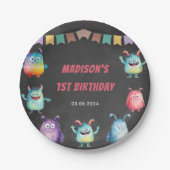 リトルモンスターをテーマにした誕生日パーティー ペーパープレート (正面)
