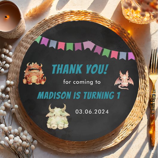 リトルモンスターをテーマにした誕生日パーティー ペーパープレート