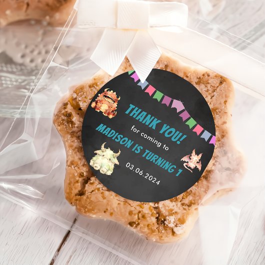 リトルモンスターをテーマにした誕生日パーティー ラウンドシール