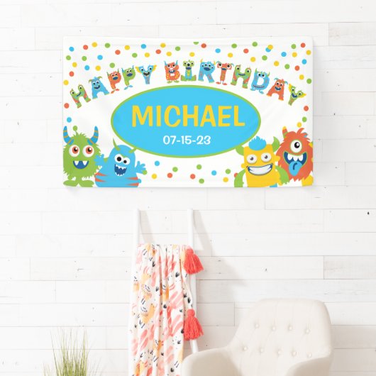 リトルモンスターをテーマにした誕生日パーティー 横断幕 (インサイチュ)