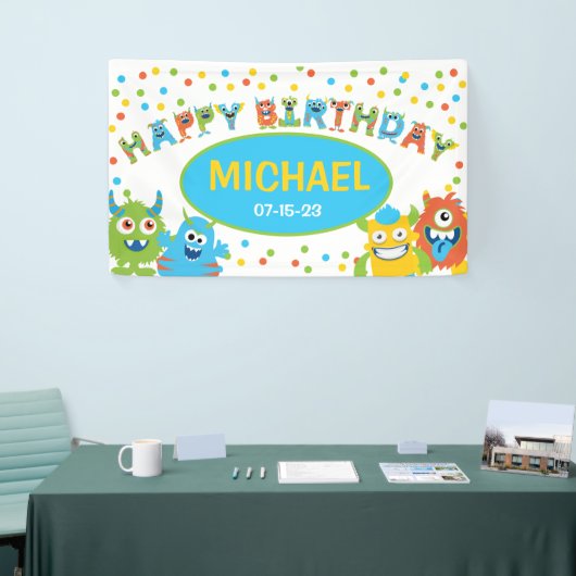 リトルモンスターをテーマにした誕生日パーティー 横断幕 (トレードショー)