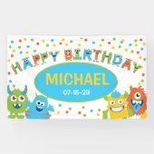 リトルモンスターをテーマにした誕生日パーティー 横断幕 (横)
