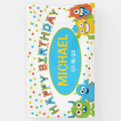 リトルモンスターをテーマにした誕生日パーティー 横断幕 (縦)