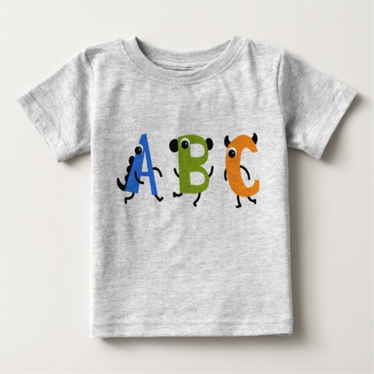 リトルモンスターアルファベットABC ベビーTシャツ (正面)