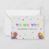 リトルモンスターウォーター色の赤ちゃん感謝していシャワーあなた ノートカード (正面)