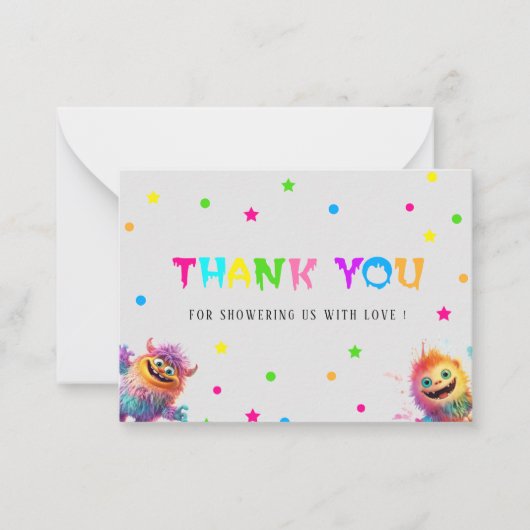 リトルモンスターウォーター色の赤ちゃん感謝していシャワーあなた ノートカード (正面)