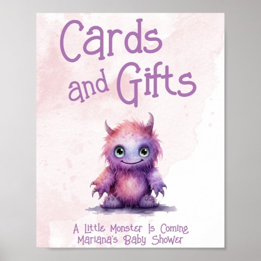 リトルモンスターガール赤ちゃんシャワーカード&ギフト ポスター (正面)
