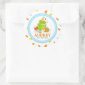 リトルモンスターグリーンディノ誕生日ベビーシャワー ラウンドシール (バッグ)