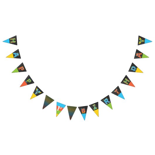 リトルモンスターシャルボードハッピーバースデー バンティングフラッグ (全)