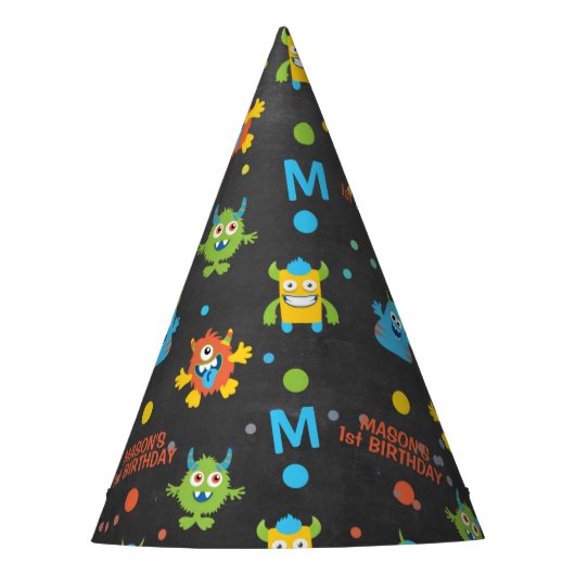 リトルモンスターシャルボード1歳の誕生日 パーティーハット (正面)