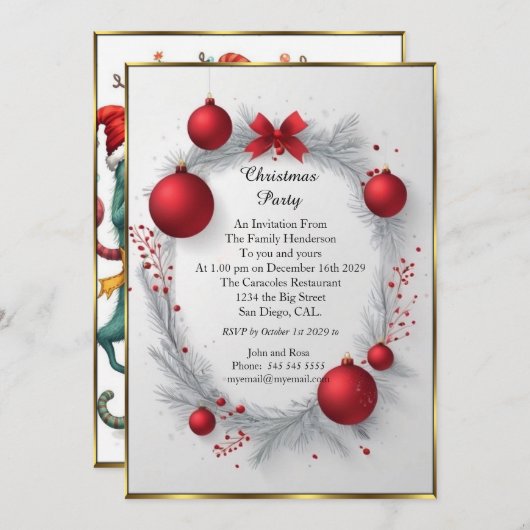 リトルモンスタースクリスマスとても素敵なパーティー2 招待状 (正面/裏面)