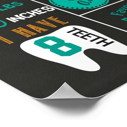 リトルモンスターズ最初の誕生日パーティーchalkboard ポスター (角)