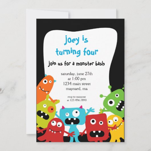 リトルモンスターズ誕生日招待状 招待状 (正面)