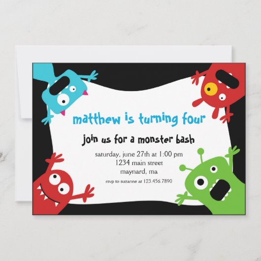 リトルモンスターズ誕生日招待状 招待状 (正面)