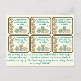 リトルモンスターズ パーティーフェイバータグ ポストカード