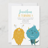 リトルモンスターズ・ブルーとイエローバースデーパーティー 招待状 (正面)