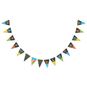 リトルモンスターチャルクボードハッピーバースデー  バンティングフラッグ