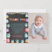 リトルモンスターテーマの誕生日サンキューカード 招待状 (正面)