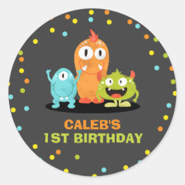 リトルモンスタートッパー封筒用シールボーイ誕生日 ラウンドシール