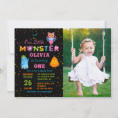 リトルモンスターハロウィーンの衣装誕生日写真 招待状 (正面)