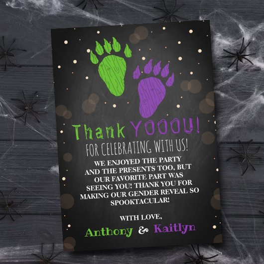 リトルモンスターハロウィーンジェンダーがパーティーを明かす サンキューカード