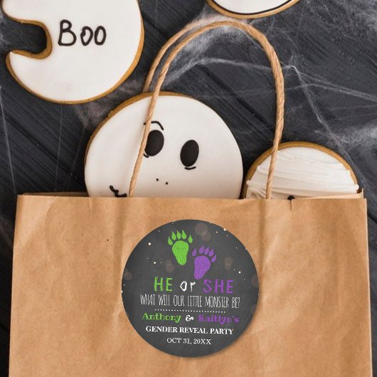 リトルモンスターハロウィーンジェンダーがパーティーを明かす ラウンドシール